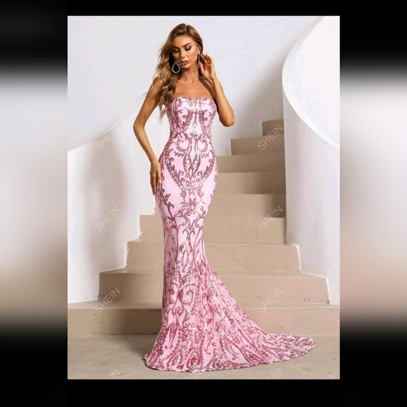 NWT Misord floor length pink sequins dress - Picture 1 of 4